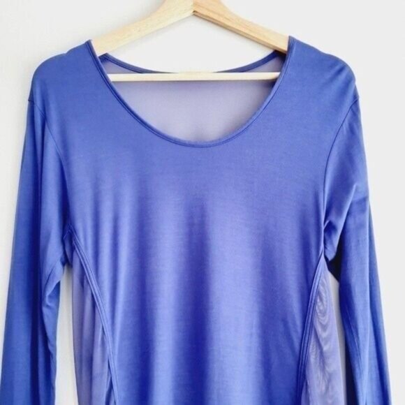 KARMA Athletic Lace Panel Long Sleeve Top Purple Sz S - Picture 3 of 8